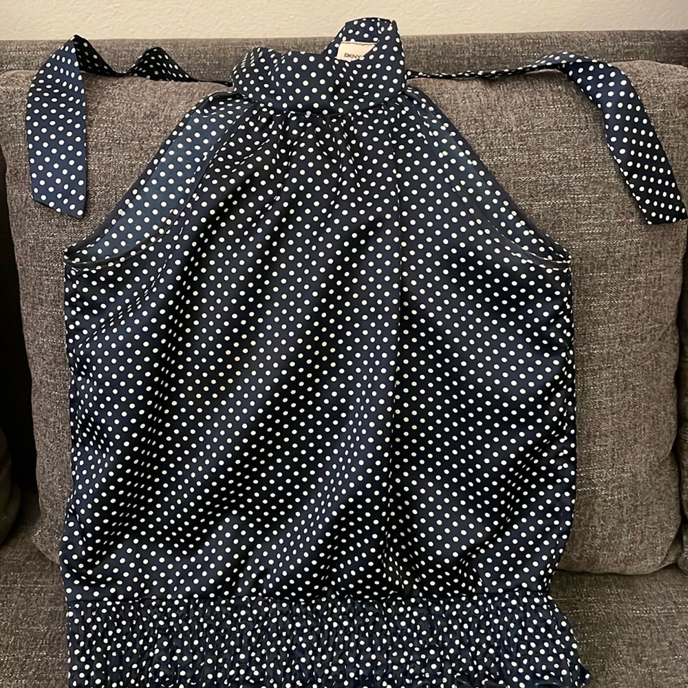 Navy polka dot cold shoulder